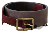 GF Ferre Brown Leather Wide Gold Chrome Logo Buckle Belt -   -  GF Ferre.